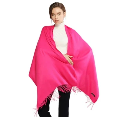 Image of RIIQIICHY Ladies Scarf Pink Pashmina Shawls and Wraps for Wedding Scarfs Women Winter