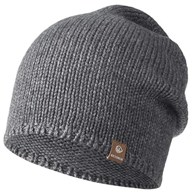 Image of GIESSWEIN Beanie Hohloh Grey ONE Size Soft Longbeanie with Merino Wool, Knitted Unisex hat for Women &amp; Men, Modern Slouch