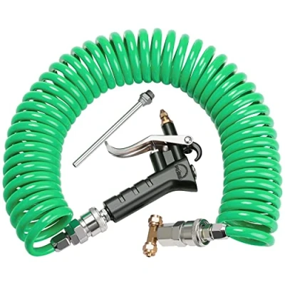 Image of Boeray Heavy Duty Truck Air Duster Blow Gun Cleaning with 9 Meter Long Coil and 2 Interchangeable Nozzle Tips Green Seat Kit