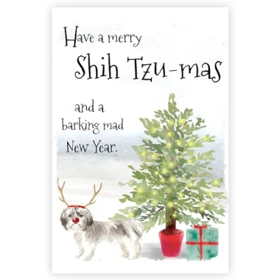 Image of Shih Tzu Dog Christmas Card