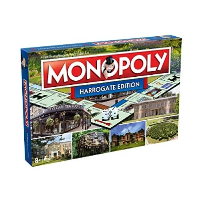 Image of Winning Moves Harrogate Monopoly Board Game, Advance to Theatre, the Pump Museum and Bettys trade your way success, 26 players makes a great gift for ages 8 plus