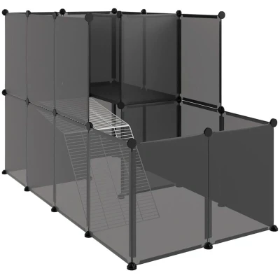 Image of vidaXL Small Animal Cage Black 142x74x93 cm PP and Steel