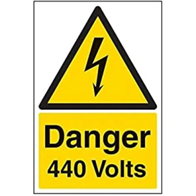 Image of V Safety Danger 440 Volts Warning Sign 200mm x 300mm Self Adhesive Vinyl
