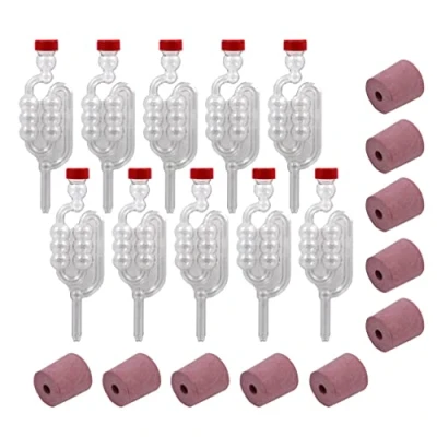 Image of Almost Off Grid 10 x Bubbler Airlocks and Bored Rubber Bungs for Glass Demijohns, Homebrewing, Winemaking, Mead, Beer &amp; Cider Making, Fermenting