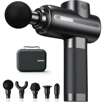 Image of RENPHO Massage Gun Deep Tissue, Muscle 3200 rpm Motor Massager with Type C Charging and Portable Case, for Home Office Workout Full Body Relax, Black