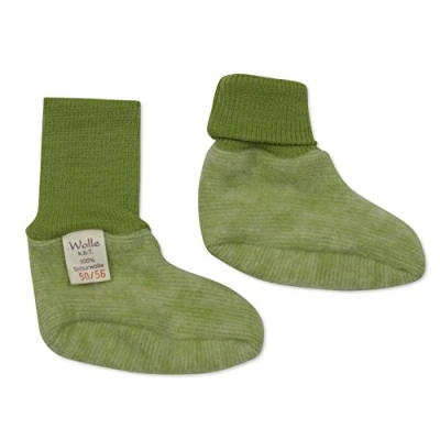 Image of Cosilana, Baby Fleece Booties, 60% Wool (Organic), 40% Cotton (Organic) (Non Slip Soles for Sizes EU 62/68 and Up)