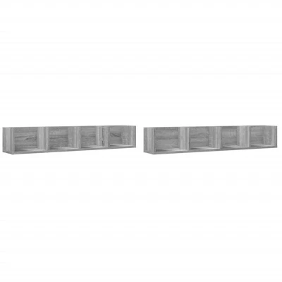 Image of vidaXL Wall Cabinets 2 pcs Grey Sonoma 99x18x16.5 cm Engineered Wood
