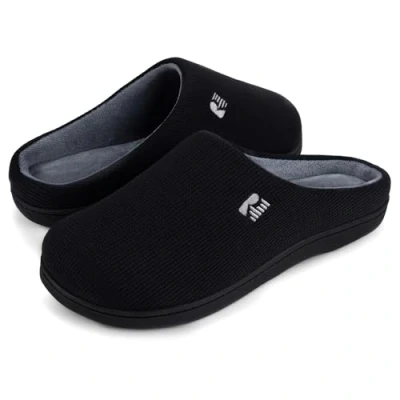 Image of RockDove Men&#039;s Original Two Tone Memory Foam Slipper, Size 10/11 UK Men, Black and Grey