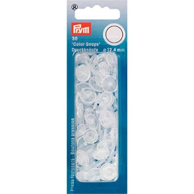 Image of Prym Matt Round Non Sew ColorSnaps Snap Fasteners, Plastic, Transparent, 12.4 mm, 30 Piece
