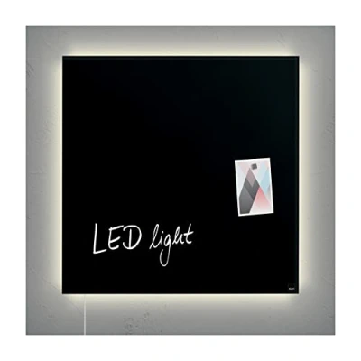 Image of SIGEL GL450 Premium Glass magnetic Board, glossy surface, 48 x cm, with LED lighting, easy mounting, Black Artverum