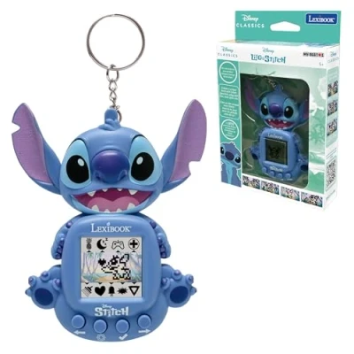 Image of Lexibook, Disney Stitch, My Best e, Portable games console, Interactive and educational companion for children, 8 game categories, Coloured screen, Blue, JLMB10D