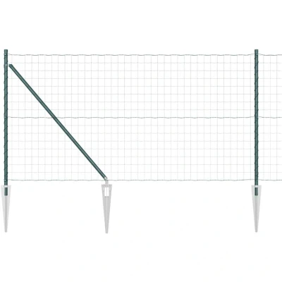 Image of vidaXL Euro Fence with 13 Spike Posts 1x25 m Galvanised Steel Green