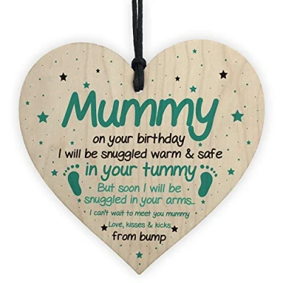 Image of RED OCEAN Mummy To Be Gifts For Birthday Wooden Heart From Bump Baby Boy