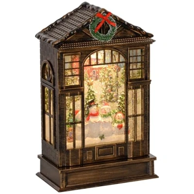 Image of HOMCOM Christmas Snow Globe Lantern with Lights for Holiday Bronze Tone 830 904V00TN