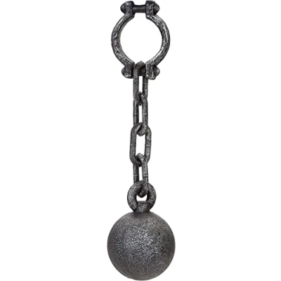 Image of VFM Ball &amp; Chain Halloween Fancy Dress Accessory Spooky Shackle Prisoner Pirate Convict Costume Fun Party Prop Detailed Prison Jail Decoration Haunted House