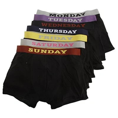 Image of Universal Textiles Mens Days of The Week Boxer Shorts/Underwear (Pack 7) (M Waist 33 35inch (84 89cm)) (Black)