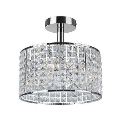 Image of Pearl 4 Light Semi Flush Bathroom Ceiling Pendant Chrome, Crystal IP44, G9