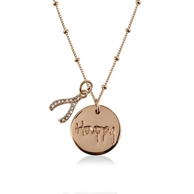 Image of RADLEY &#039;Smile&#039; 925 Sterling Silver 18ct Rose Gold Plated Necklace RYJ2006