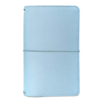 Image of Pukka Pad, Carpe Diem Refillable Traveler’s Notebook Journal, Writing Diary Blank and Ruled Notebooks Included, 21.8 x 14 cm, Sky Blue