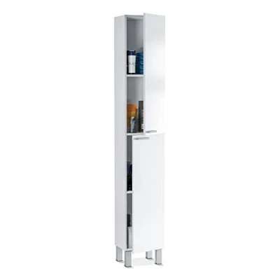 Image of Koncept Tall Bathroom Cupboard White Gloss by Furniture Factor
