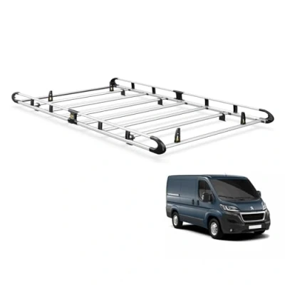 Image of Van Guard ULTI Rack+ Aluminium Bar Heavy Duty Roof Rack for Peugeot Boxer (2006 on) [L1H1] Includes Full Width Rear Roller and 2 Pairs Load Stops