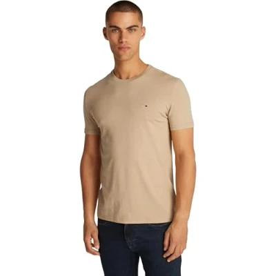 Image of Tommy Jeans Mens TJM Xslim Jaspe HTR Tee Ext Dm0dm20363 S/S T Shirt, Beige (Relic Tan Heather), M UK