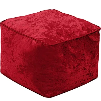 Image of iStyle Mode Crush Velvet Square Shape Bean Bags Indoor Seating Footstools Foot Rest Stool Pouffe Ottoman 40 x 30cm (Red)
