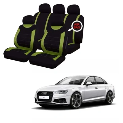 Image of Xtremeauto Full Set Of Car Seat Covers For Audi A4 Universal With Headrest (Black Green)