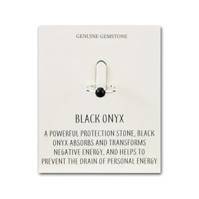 Image of Philip Jones Black Onyx Adjustable Ring with Quote Card