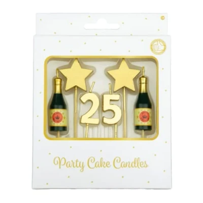 Image of PD Party Birthday Candles for Cakes Decoration Golden Cake Parties Children and Adults Number Candle Size 3 x 9 1 cm 25 Years
