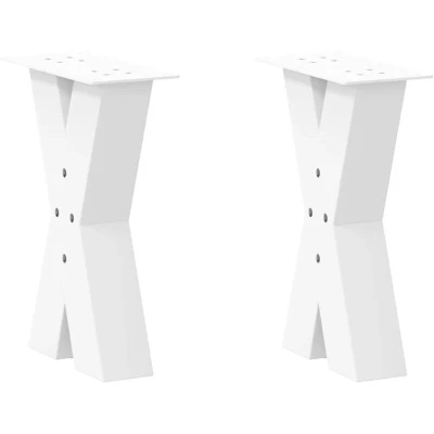 Image of vidaXL Coffee Table Legs X Shaped 2 pcs White 28x(42 43) cm Steel