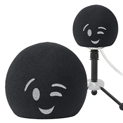 Image of YOUSHARES Blue Snowball Pop Filter Customizing Microphone Windscreen Foam Cover for Improve iCE Mic Audio Quality (Smile)