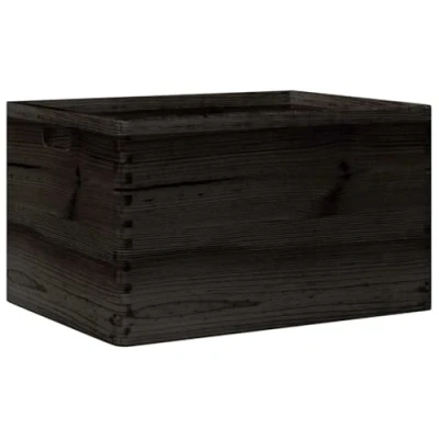 Image of vidaXL pine wood storage box/wooden crate 40x30x23 cm black rustic chest toy/tool organizer for bedroom/living room/office