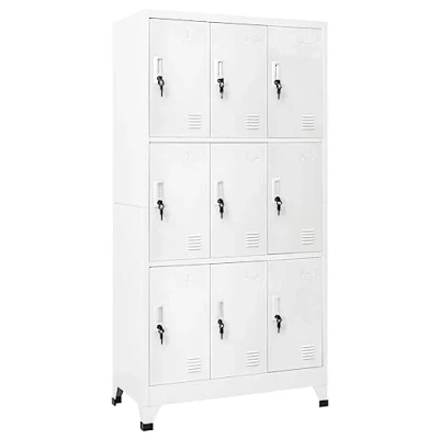 Image of vidaXL Steel Locker Cabinet with 9 Compartments 90 x 45 180 cm Grey