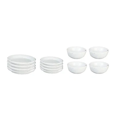 Image of Melody Jane Dolls House White Plate &amp; Dish Set Miniature Metal Dining Accessory