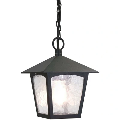 Image of York 1 Light Outdoor Ceiling Chain Lantern Black IP43, E27