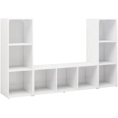 Image of vidaXL TV Cabinets 3 pcs White 107x35x37 cm Engineered Wood