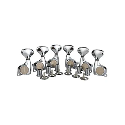 Image of Guyker 6Pcs Guitar Machine Heads (3L + 3R) 1:21 Sealed Tuning Key Pegs Tuners Set Replacement for ST Tele SG Style Electric or Acoustic Guitars Chrome