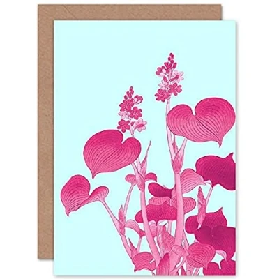 Image of Wee Blue Coo Ohara Koson Blooming Hosta Greeting Card With Envelope Inside Premium Quality
