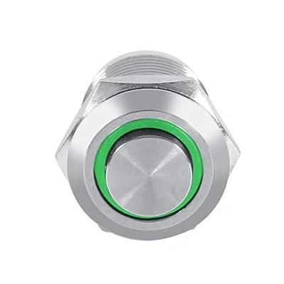 Image of Qiilu LED Button Switch 12mm Waterproof Metal Momentary Push High Flush 4 Pin Blue 3V (Green)