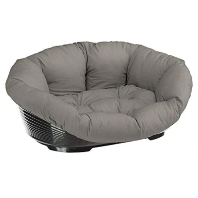 Image of Ferplast Plastic Dog Bed, Cat Bed with Cushion SOFA&#039; 4 in Washable Cotton, Padded Cushion, Basket Anti Slip, 64 x 48 h 25 cm, Dove