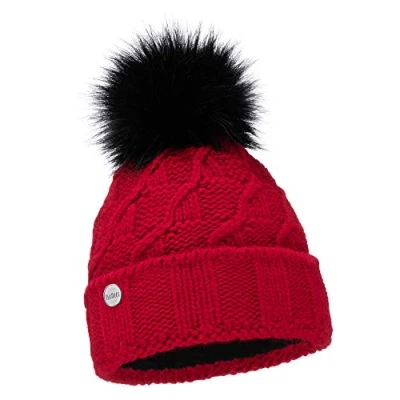 Image of EliMeli 17528 Women&#039;s Winter Warm Knitted Hat with Bobble Slouch Beanie for Made in EU Choice of Colours (Red)