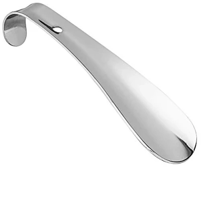 Image of PREMYO Small Metal Shoehorn Portable Comfortable Travel Friendly On The Go Hook for Easy Storage Ideal Boots Shoes Strong Sturdy Steel