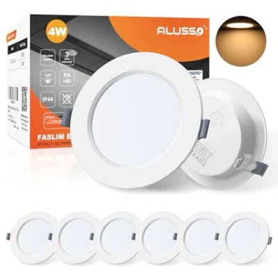 Image of ALUSSO LED Downlights for Ceiling 4W Ultra Slim Recessed Spot Lights 3000K Warm White IP44 Waterproof Spotlights Bathroom Kitchen Living Room, 6 Pack