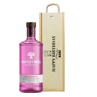 Image of Personalised Happy Birthday Whitley Neill Pink Grapefruit Gin Gift Set Gifts For Him, Her, Christmas, Birthday&#039;s, Father&#039;s Day, Mother&#039;s Day