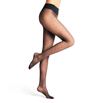 Image of FALKE Women&#039;s Dot Vitalize 20 DEN W Ti Sheer Shaper Effect 1 Pair Tights, Blue Marine 6179, S M