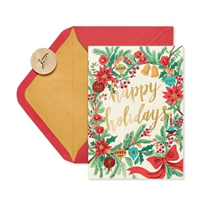 Image of Papyrus Holiday Cards Boxed with Envelopes, Warm Wishes, Wreath (14 Count)