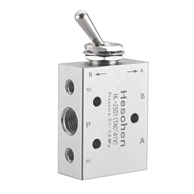 Image of Heschen Pneumatic Knob Switch Valve, HL 2501, PT1/8&#039;&#039; Port, 5 Way 2 Position