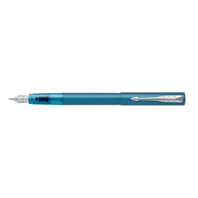 Image of Parker Vector XL Fountain Pen , Metallic Teal Lacquer on Brass Medium Nib with Blue Ink Refill Gift Box