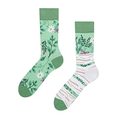 Image of Dedoles Unisex Socks for Women, Men &amp; Kids Cotton Funny Designs Football Bicycle Horses Plants Firefighter Gift Mismatched, Design: Ravishing Herbs, Colour: Green, Size: 8 9.5 W / 9 11 M UK